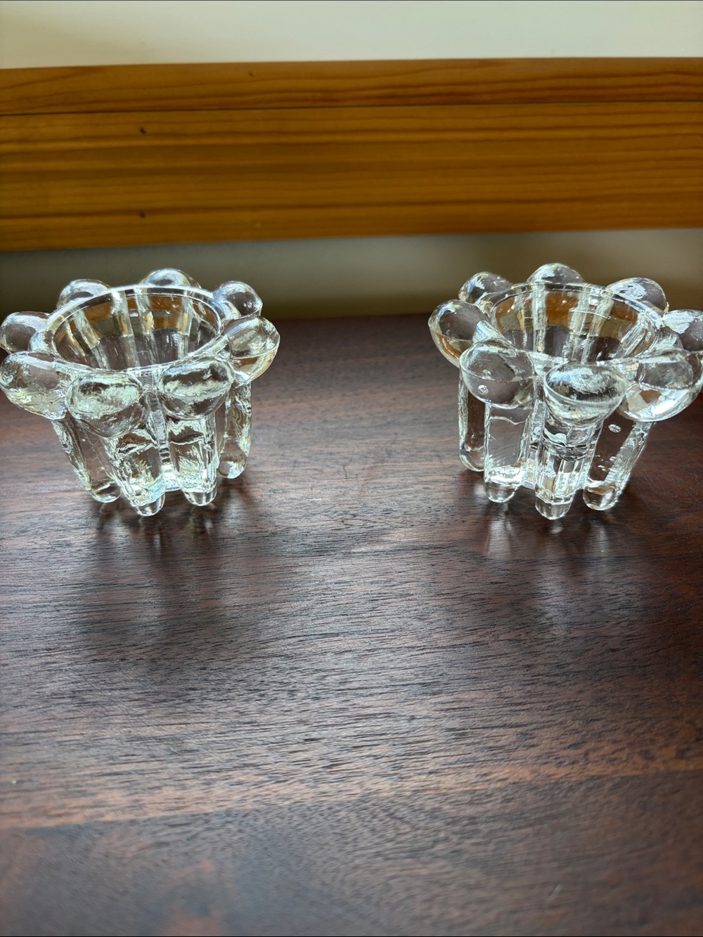 KIG INDONESIA Crystal Clear Beaded Glass Tapered Candle Holder - Set of 2